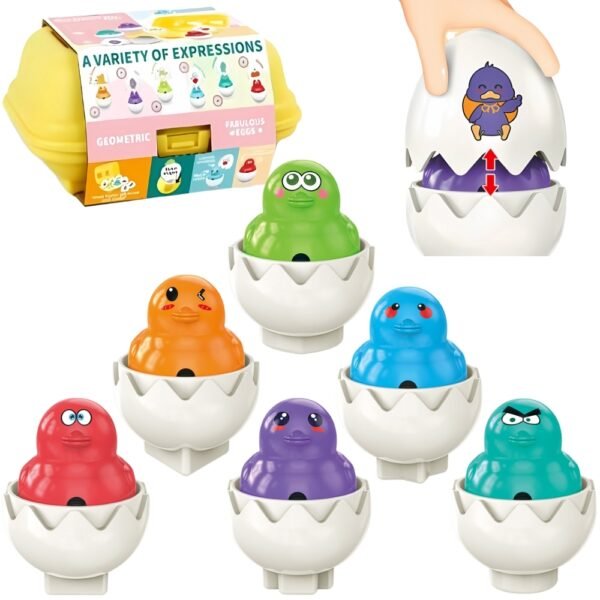 Montessori formų rūšiavimo kiaušiniai su linksmais viščiukais