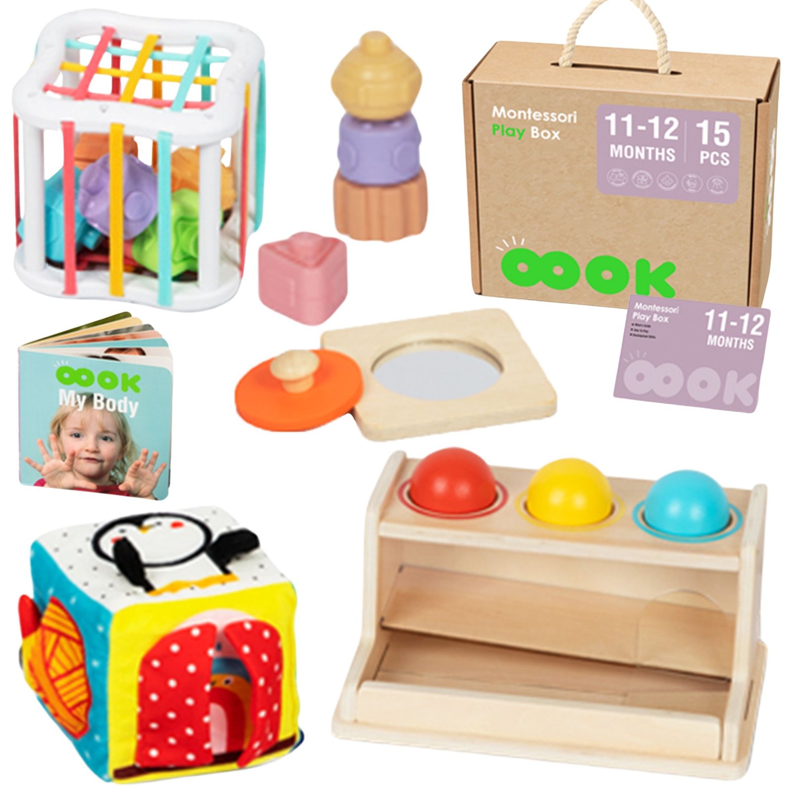 Montessori lavinamasis sensorinis rinkinys 5in1 nuo 11 mėn. Montessori lavinamasis sensorinis rinkinys 5in1 nuo 11 mėn.