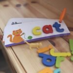 Montessori medinė abėcėlės dėlionė raidžių ir žodžių mokymui, 57 el.