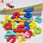 Montessori medinė abėcėlės dėlionė raidžių ir žodžių mokymui, 57 el.