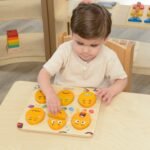 Montessori medinė emocijų pažinimo lenta su veido detalėmis