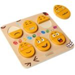 Montessori medinė emocijų pažinimo lenta su veido detalėmis