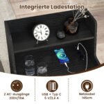 Naktinis staliukas su LED apšvietimu ir įkrovimo stotele (Juoda) – Paveikslėlis 3