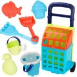 Neoninis smėlio žaislų rinkinys su vežimėliu