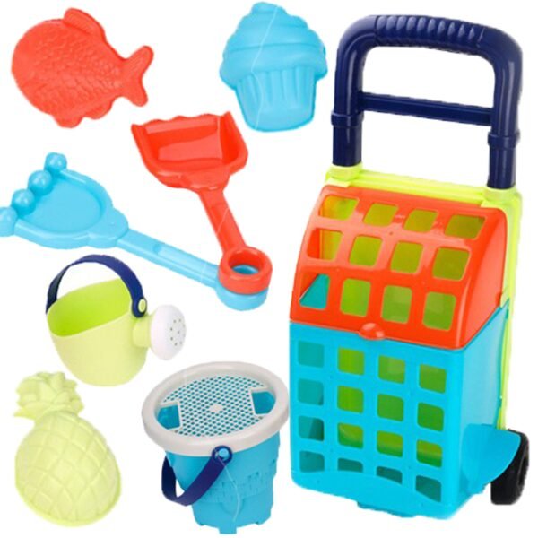 Neoninis smėlio žaislų rinkinys su vežimėliu