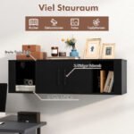 Pakabinama spintelė-stalas su dviem durimis ir atvirais skyriais (Juoda) – Paveikslėlis 4