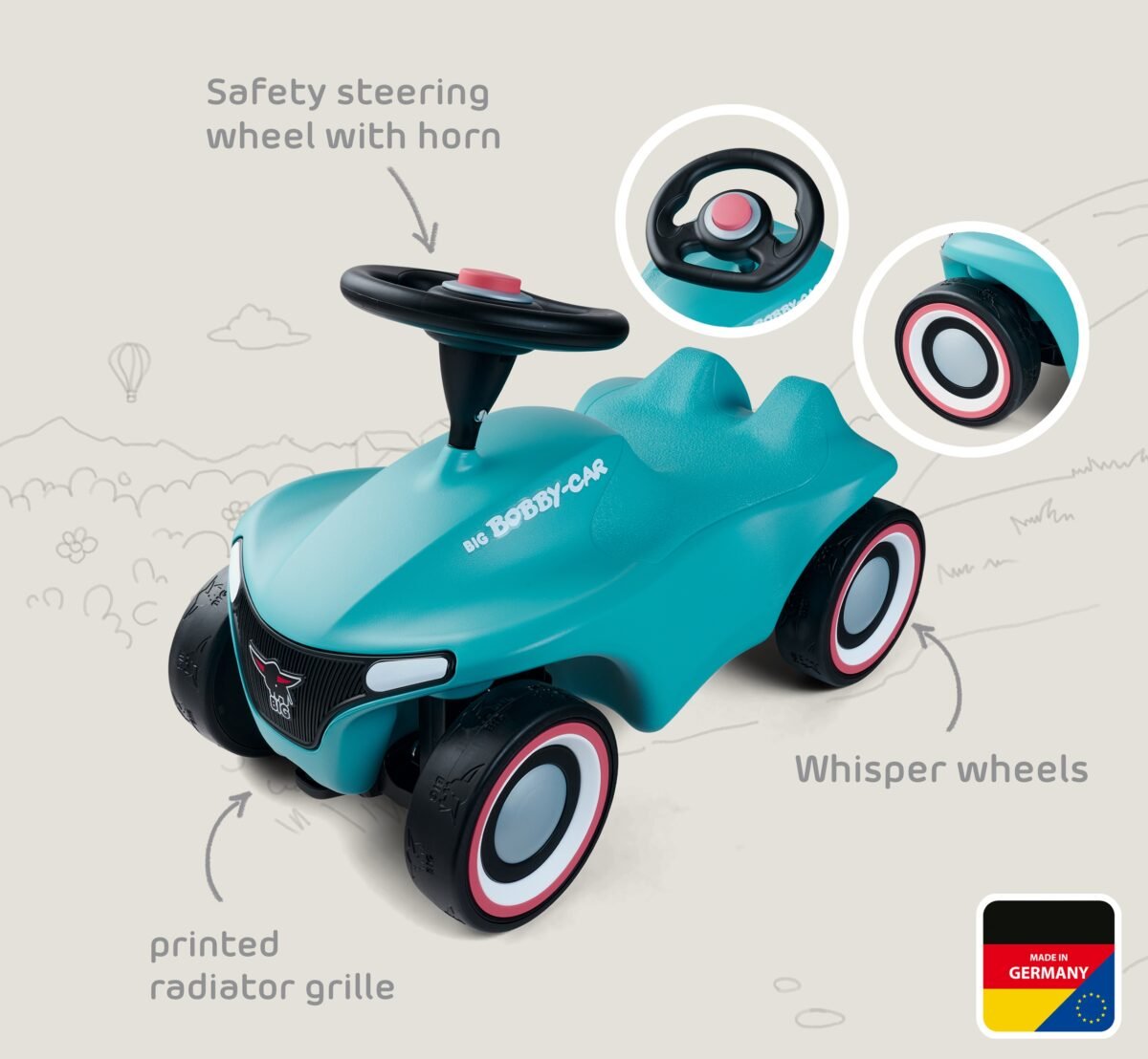 BIG paspiriamoji mašinėlė Bobby Car Neo – Paveikslėlis 10