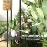 Lauko pastatoma rotango stiliaus saulės lempa su trigubu apšvietimu ir lentyna – Paveikslėlis 7