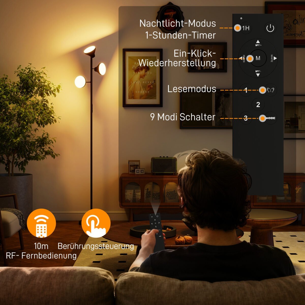 Pastatomas šviestuvas su 3 reguliuojamomis galvutėmis, RGB spalvų keitimu ir pritemdymu – Paveikslėlis 7