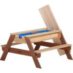 Pikniko stalas su suoliuku, skėčiu ir smėlio bei vandens talpyklomis – Paveikslėlis 3