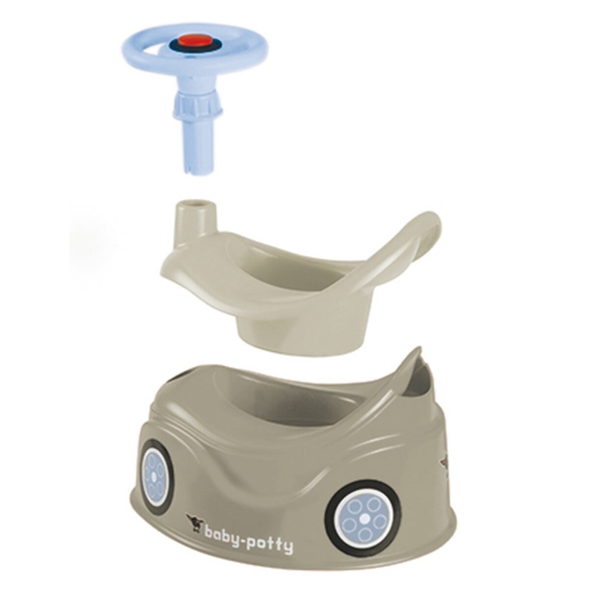 Pilkas automobilio formos naktipuodis su vairu – Paveikslėlis 3