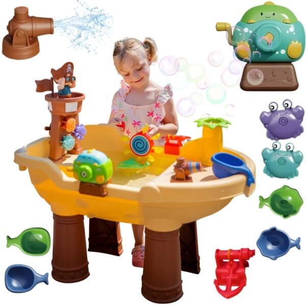 Piratų laivo formos vandens staliukas su burbulų aparatu