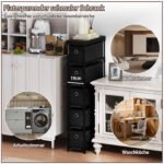 Plona penkių stalčių komoda metaliniu rėmu (Juoda) – Paveikslėlis 5