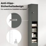 Plona vonios spintelė su stalčiumi ir reguliuojamomis lentynomis (Pilka) – Paveikslėlis 5