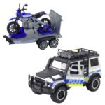 Policijos visureigio rinkinys su priekaba ir motociklu