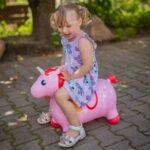 Pripučiamas rožinis vienaragis šokliukas su pompa – Paveikslėlis 3