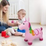 Pripučiamas rožinis vienaragis šokliukas su pompa – Paveikslėlis 8