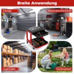 Profesionalus dirbtuvių krėslas su ratukais ir daiktadėže (Juoda) – Paveikslėlis 3