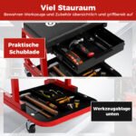 Profesionalus dirbtuvių krėslas su ratukais ir daiktadėže (Juoda) – Paveikslėlis 5