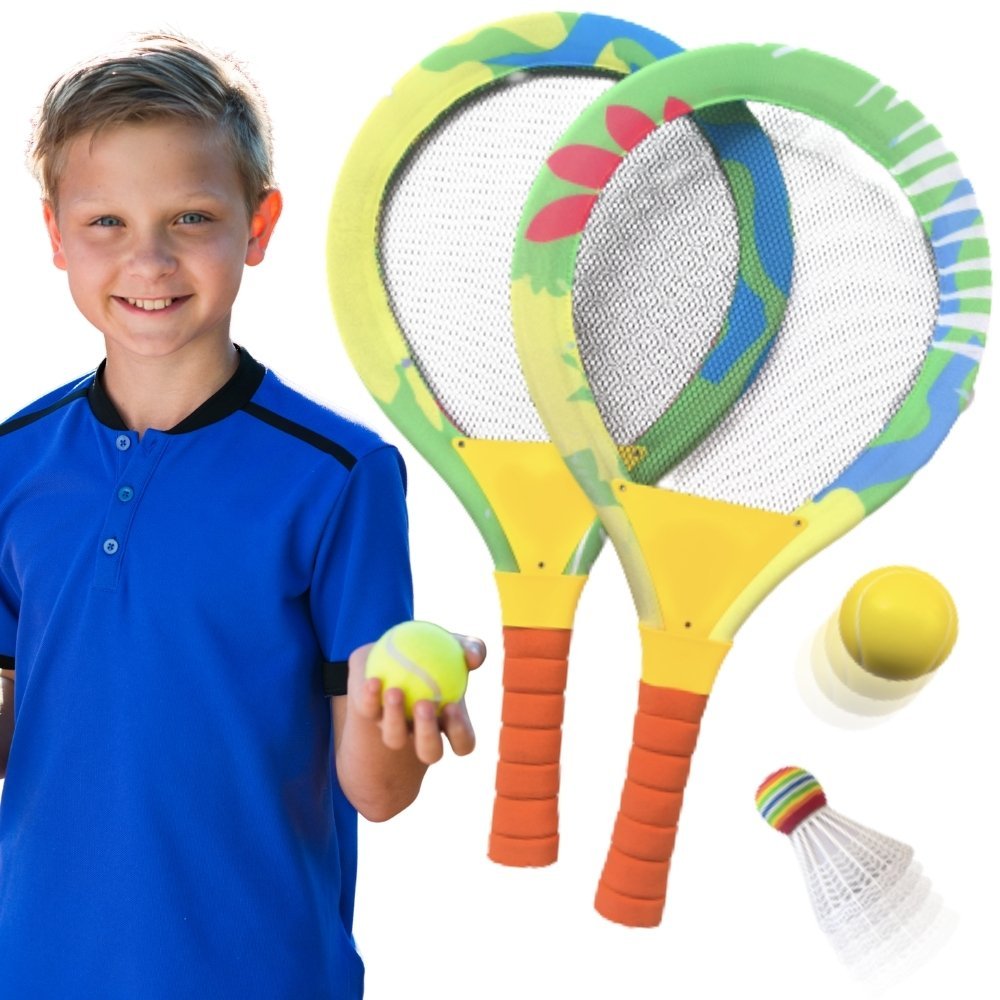 Putplasčio badmintono rakečių rinkinys vaikams su kamuoliuku ir strėlyte Putplasčio badmintono rakečių rinkinys vaikams su kamuoliuku ir strėlyte