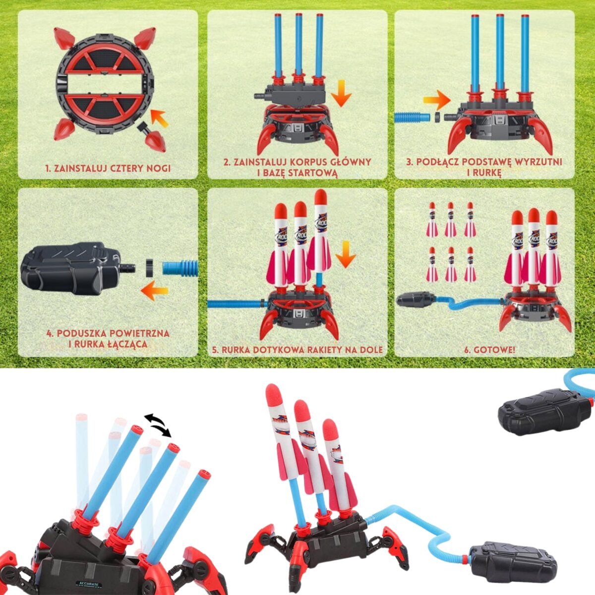 Putplasčio raketų paleidimo rinkinys su kojine pompa ir 6 raketomis – Paveikslėlis 12