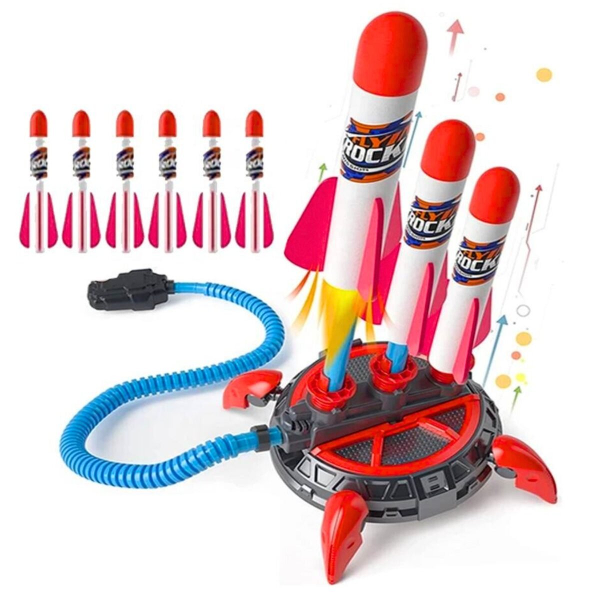 Putplasčio raketų paleidimo rinkinys su kojine pompa ir 6 raketomis – Paveikslėlis 10