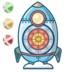 Raketos formos taikinys miklumo žaidimui su lipniais kamuoliukais
