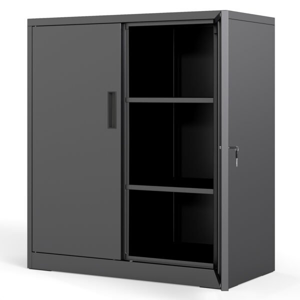 Rakinama metalinė spinta su reguliuojamomis lentynomis (Juoda)