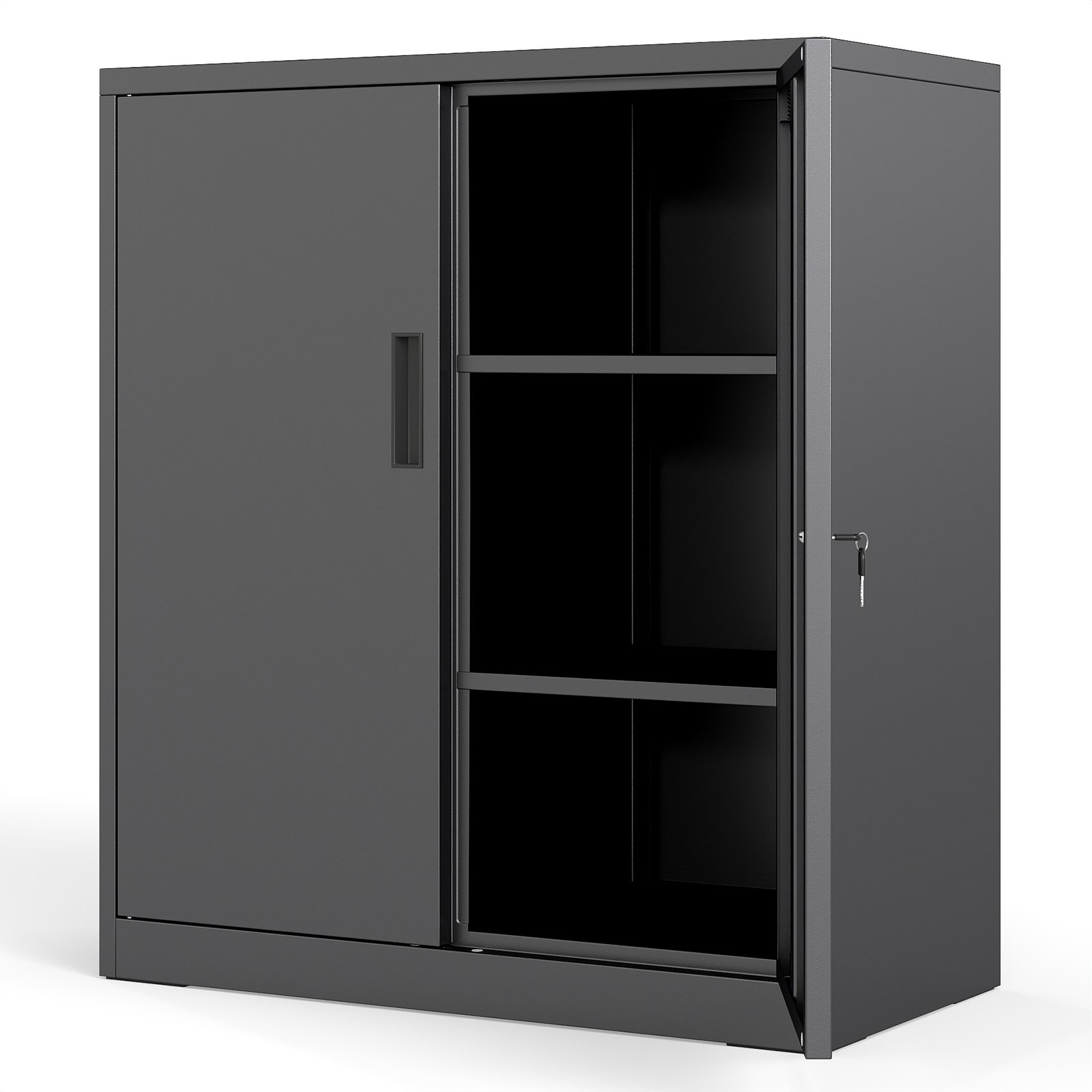 Rakinama metalinė spinta su reguliuojamomis lentynomis (Juoda)