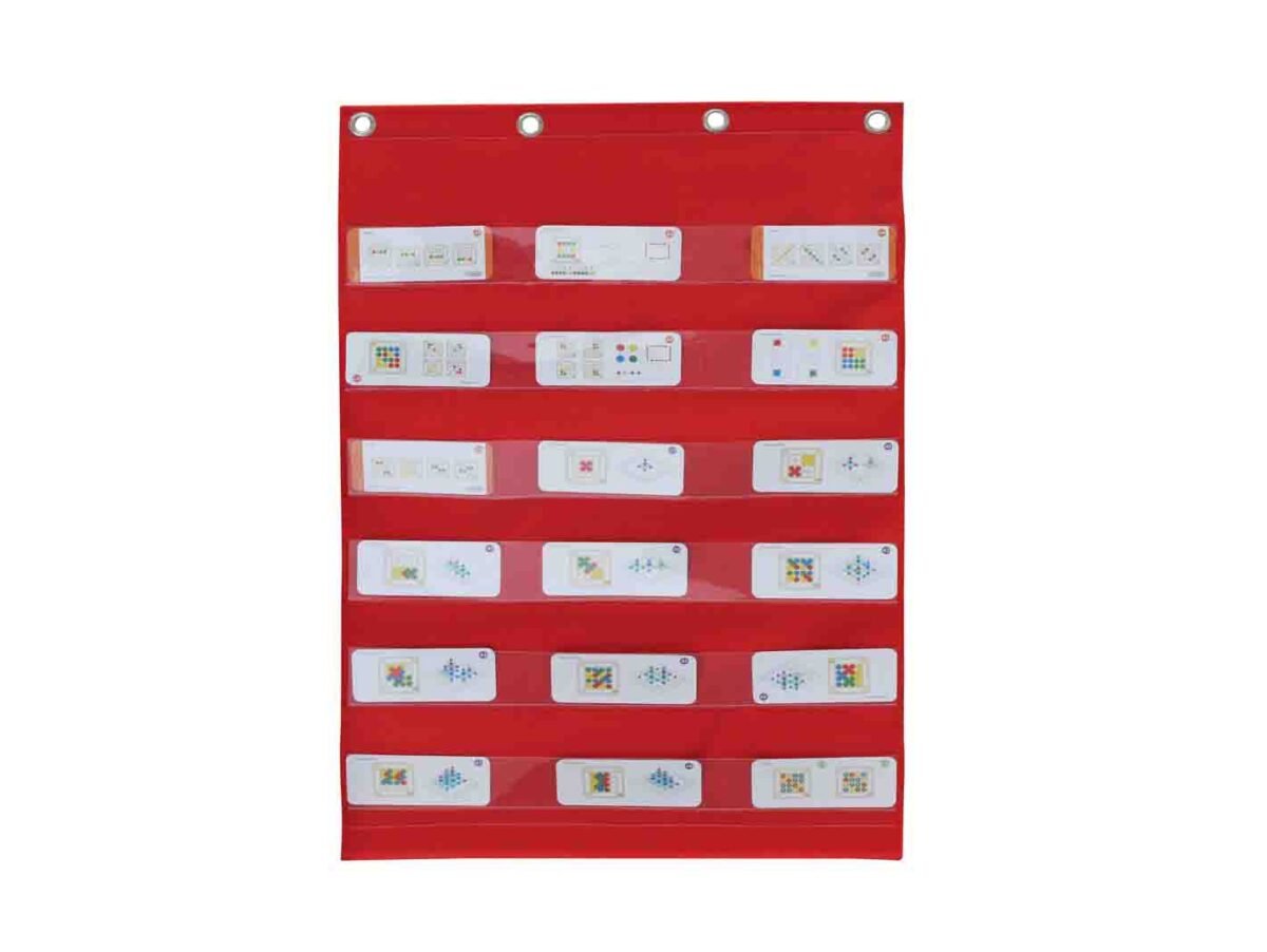 Raudonas dvipusis medžiaginis mokomasis lapas su kišenėlėmis ir lipuku – Paveikslėlis 2