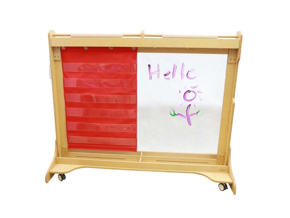 Raudonas dvipusis medžiaginis mokomasis lapas su kišenėlėmis ir lipuku – Paveikslėlis 5