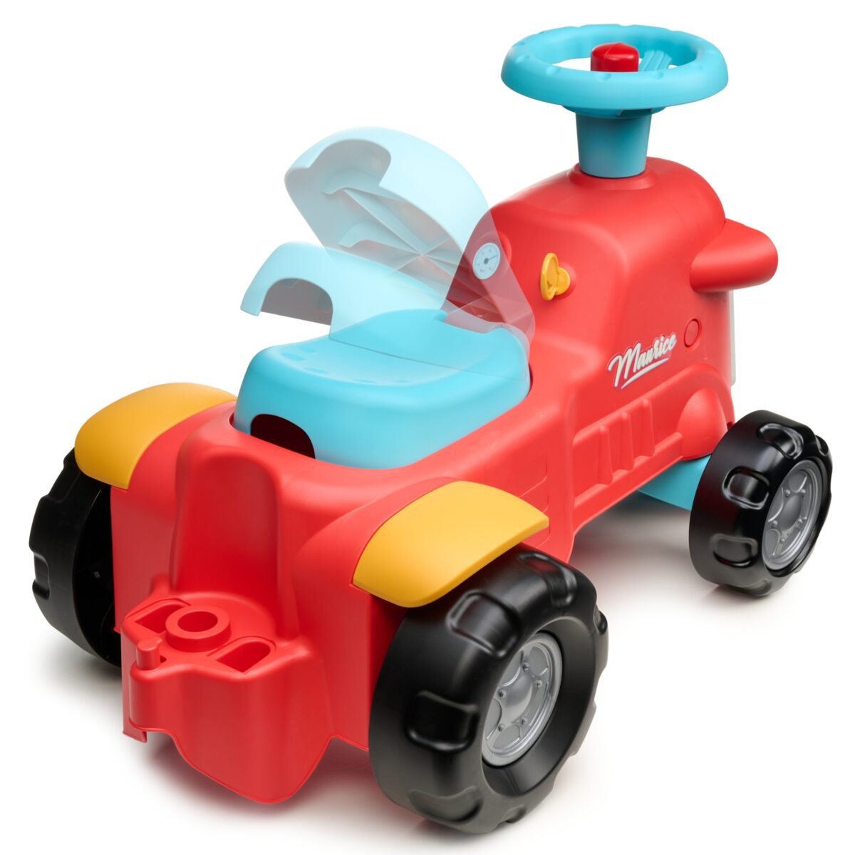 Raudonas paspiriamas traktoriukas-stumdukas su daiktadėže vaikams nuo 1 metų – Paveikslėlis 11