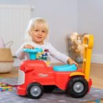 Raudonas paspiriamas traktoriukas-stumdukas su daiktadėže vaikams nuo 1 metų – Paveikslėlis 4