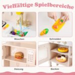 Reguliuojamo aukščio medinė žaislinė virtuvėlė su šviesomis ir garsais (Geltona) – Paveikslėlis 3