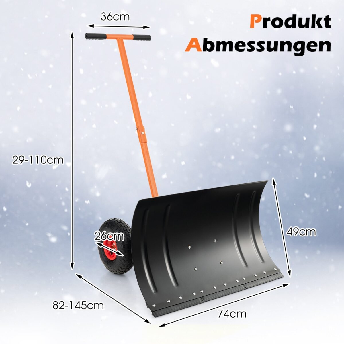 Reguliuojamo aukščio sniego stumdytuvas su ratukais (Oranžinė) – Paveikslėlis 2