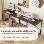 Reversinis L formos kompiuterio stalas su integruota įkrovimo stotele (Ruda)