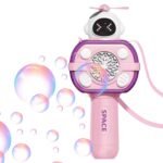 Rožinė astronauto burbulų mašinėlė su šviesomis