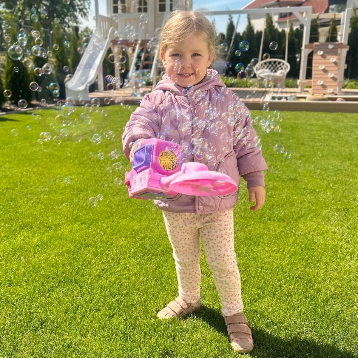 Rožinė muilo burbulų vejapjovė – Paveikslėlis 3