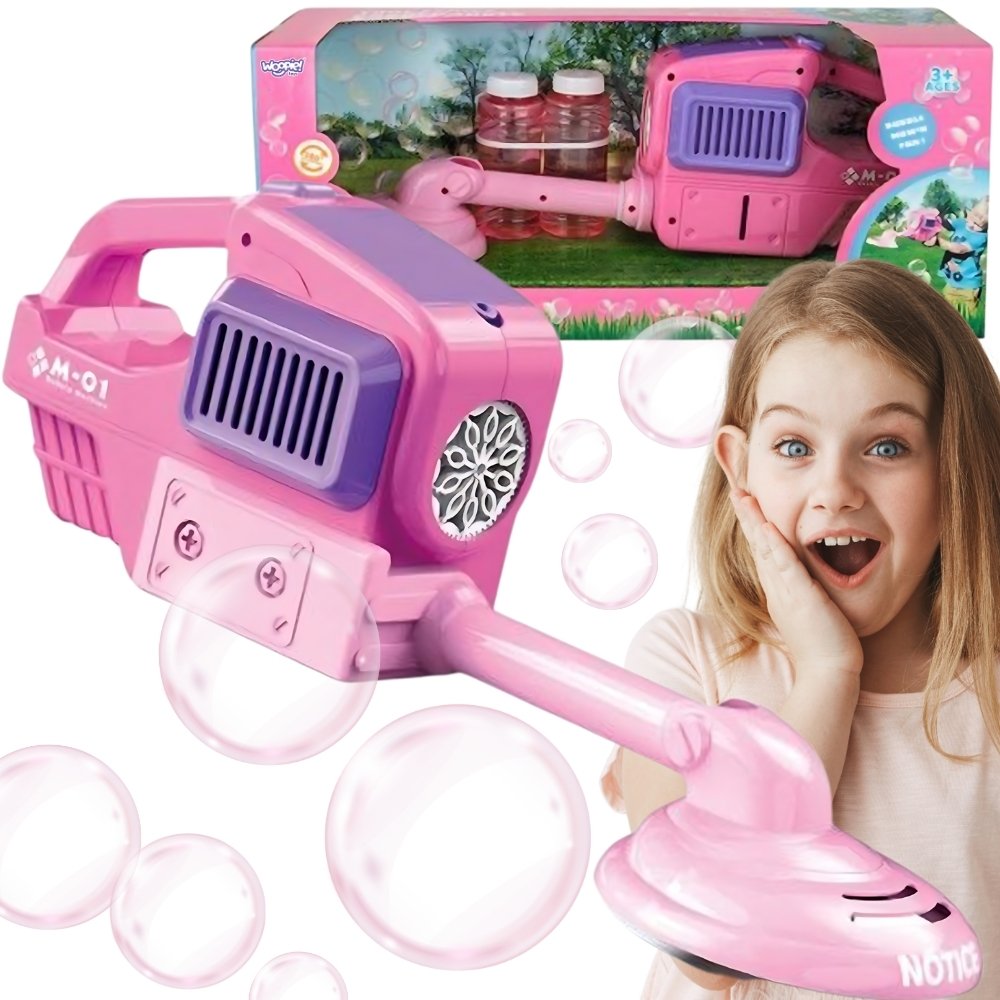 Rožinė muilo burbulų vejapjovė Rožinė muilo burbulų vejapjovė