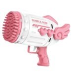 Rožinis muilo burbulų pistoletas su 91 anga, LED ir skysčiu – Paveikslėlis 11