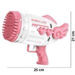 Rožinis muilo burbulų pistoletas su 91 anga, LED ir skysčiu – Paveikslėlis 14