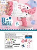 Rožinis muilo burbulų pistoletas su 91 anga, LED ir skysčiu – Paveikslėlis 16