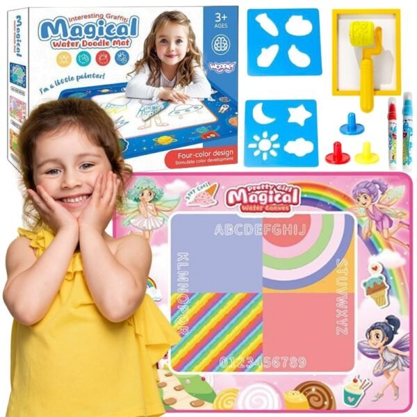 Rožinis vandens piešimo kilimėlis su fėjų motyvu