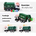 Rūšiavimo šiukšliavežis 1:10 masteliu su šiukšliadėžėmis ir kortelėmis