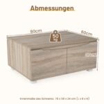 Kavos staliukas su paslėpta daiktadėže ir keturiomis dvipusėmis durelėmis (Ąžuolo pilka) – Paveikslėlis 2