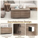 Kavos staliukas su paslėpta daiktadėže ir keturiomis dvipusėmis durelėmis (Ąžuolo pilka) – Paveikslėlis 3