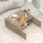 Kavos staliukas su paslėpta daiktadėže ir keturiomis dvipusėmis durelėmis (Ąžuolo pilka) – Paveikslėlis 4