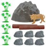 Safari gyvūnų figūrėlių rinkinys su žemėlapiu kibirėlyje, 34 dalys – Paveikslėlis 4