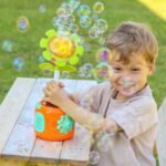 Saulėgrąžos formos burbulų mašinėlė su muzika ir šviesomis – Paveikslėlis 7
