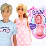Šeimos lėlės: nėščia mama, tėtis ir kūdikis